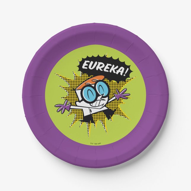 Dexter "Eureka!" Halftone Callout Graphic Paper Plate (Front)