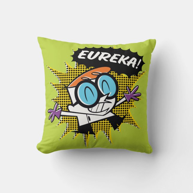 Dexter "Eureka!" Halftone Callout Graphic Throw Pillow (Front)