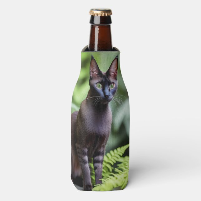 Dexter The Black Siamese Cat, Bottle Cooler (Bottle Front)