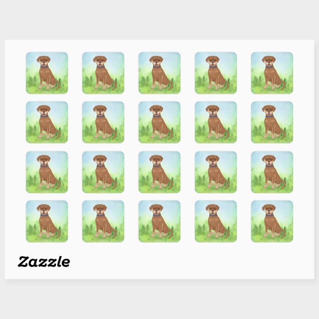 Dexter the Dog and Friends Chocolate Lab Mix Square Sticker (Sheet)
