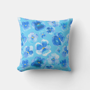 D'extérieur Aquarelle florale bleu pansement coussin d'art mod