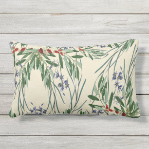 D'extérieur Branches d'olivier et coussin lombaire de fleurs