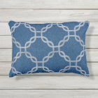 Coussin d'accents extérieur en treillis bleu 16 po