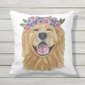 D'extérieur coussin de couronne de fleur de golden retriever