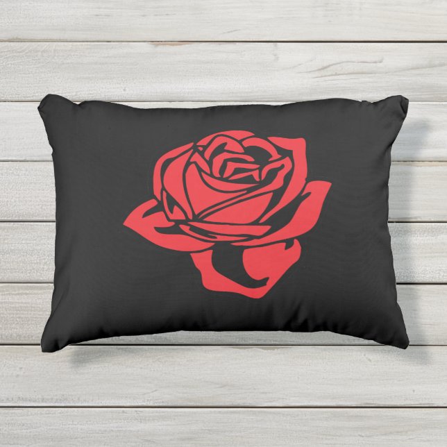 D'extérieur Coussin de rose rouge et de noir (Devant)