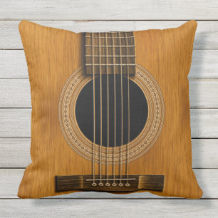 D'extérieur Coussin en bois naturel de musique de guitare