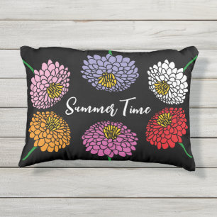 D'extérieur Coussin extérieur Accent avec fleurs Zinnia fleuri