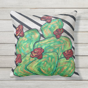 D'extérieur coussin extérieur de cactus sur la rayure noire e