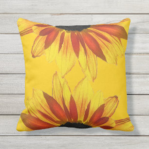 D'extérieur Coussin extérieur floral de tournesol jaune et