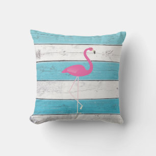 D'extérieur Flamant rose Turquoise & Blanc rayé Coussin extéri