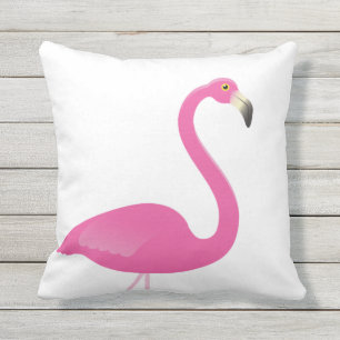 D'extérieur Grand Flamant rose sur le coussin extérieur blanc