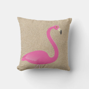 D'extérieur Grand Flamant rose sur plage de sable Coussin exté