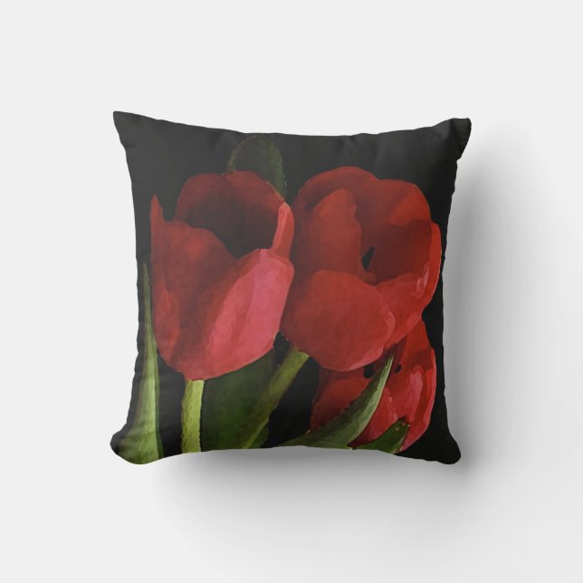 D'extérieur Le jardin rouge de tulipe fleurit le coussin (Recto)