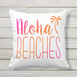 D'extérieur Les plages d'Aloha   Coussin rose et orange