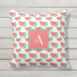 D'extérieur Monogramme Été En Plein Air Coussin Watermelon