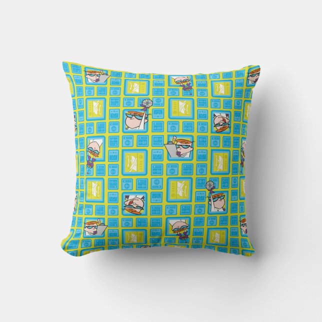 Dexter's Laboratory Experiments Pattern Throw Pillow (Front)