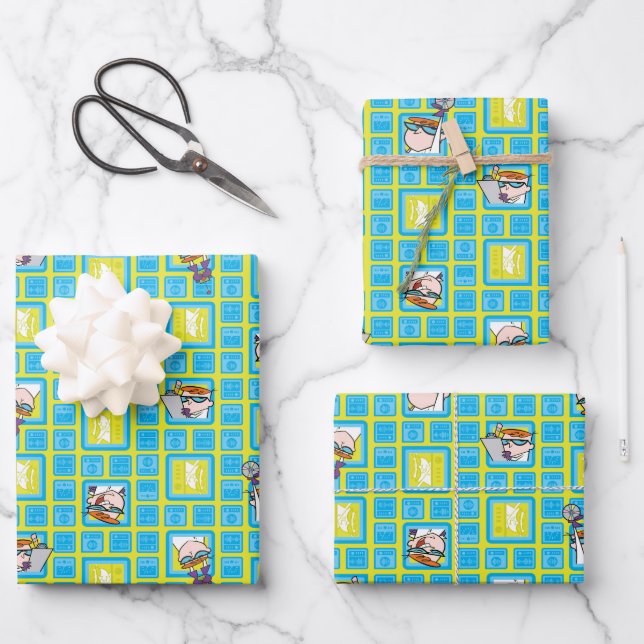 Dexter's Laboratory Experiments Pattern Wrapping Paper Sheet (Front)