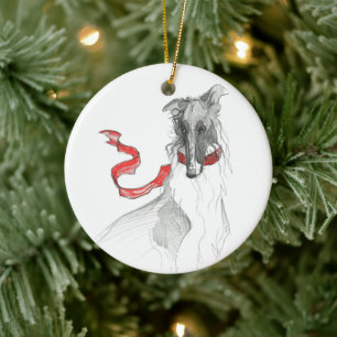 Dezzoi Scott Ornement de Noël Russe Rouge Borzoi