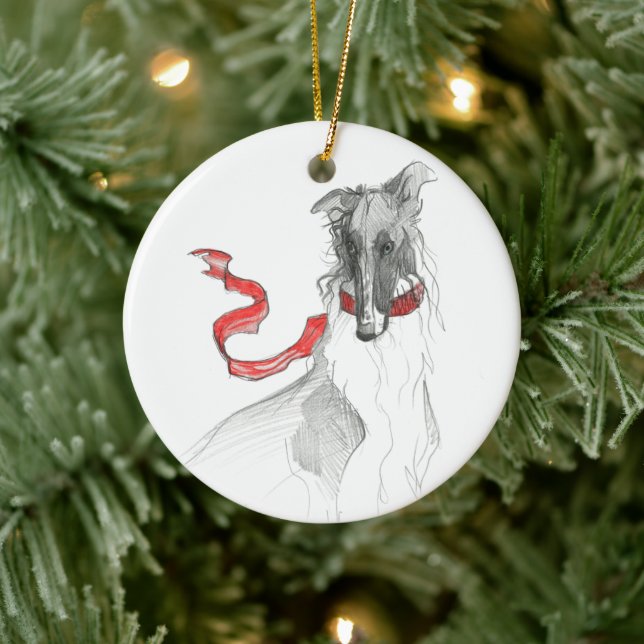 Dezzoi Scott Ornement de Noël Russe Rouge Borzoi (Arbre)
