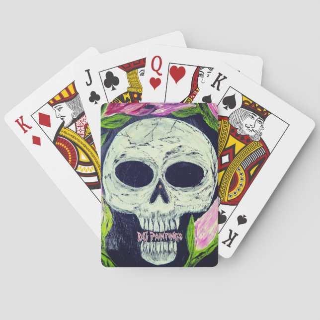 DG Paintings Skull Flower  Playing Cards (Back)