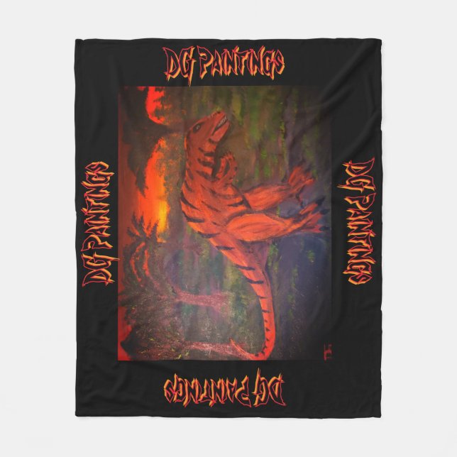 DG Paintings Stalking Dinosaur  Fleece Blanket (Front)