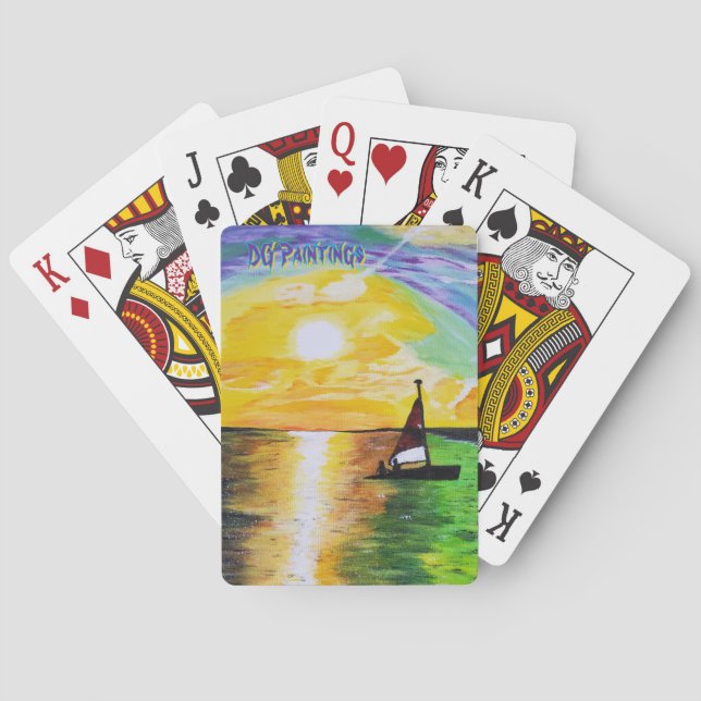 DG Paintings Sunset Sail  Playing Cards (Back)