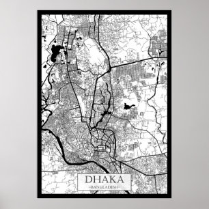 Dhaka Bangladesh Map Poster