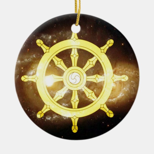 Dharma Wheel Ceramic Ornament (Front)
