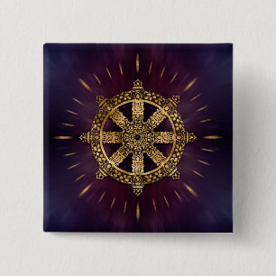Dharma Wheel - Dharmachakra 2 Inch Square Button