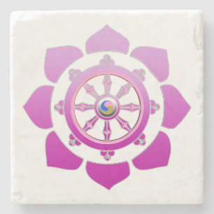 Dharma wheel stone coaster
