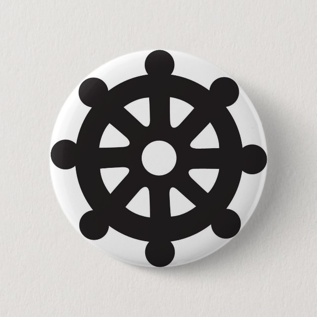 Dharmacakra, Dharmachakra, "Wheel of Dharma" 2 Inch Round Button (Front)