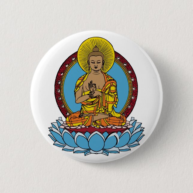 Dharmachakra Buddha 2 Inch Round Button (Front)