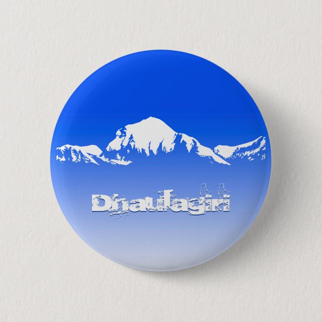 Dhaulagiri Mountain Range Himalayas, Nepal, Blue 2 Inch Round Button (Front)