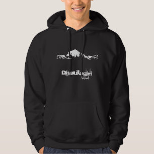 Dhaulagiri Nepal - White Print On Black Hoodie