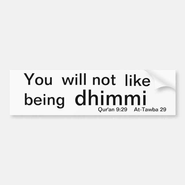 dhimmi bumper sticker (Front)