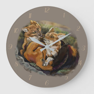 Dhole Cuddle Couple Large Clock