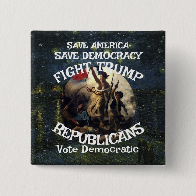 DHS FBI CBP Iran War Bombing War Crimes President 2 Inch Square Button (Front)