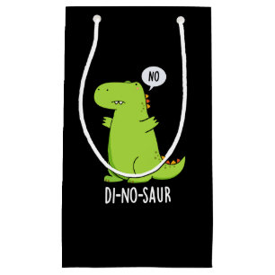 Di-no-saur Funny Dinosaur Puns Dark BG Small Gift Bag