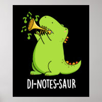 Di-notes-saur Funny Dinosaur Pun Dark BG