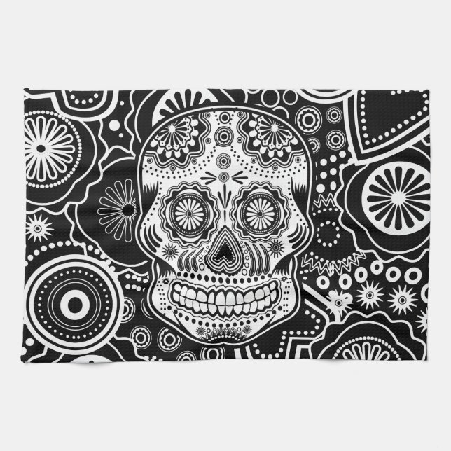 Dia De Los Muertes Sugar Skull Kitchen Towel (Horizontal)