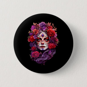 Dia De Los Muertos 2024 Sugar Skull Catrina Day Of 2 Inch Round Button