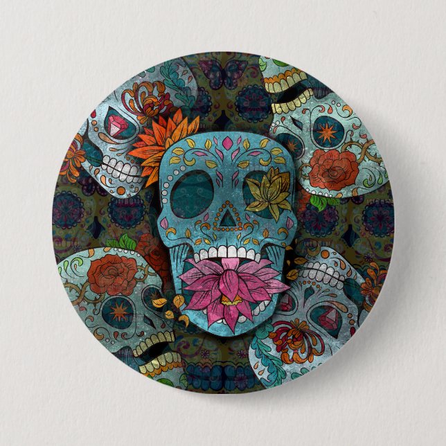 Dia De Los Muertos 3 Inch Round Button (Front)