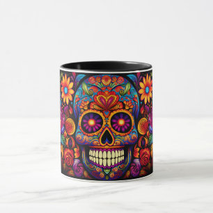 Dia de los Muertos Add Name Skull Sky Black Inside Mug