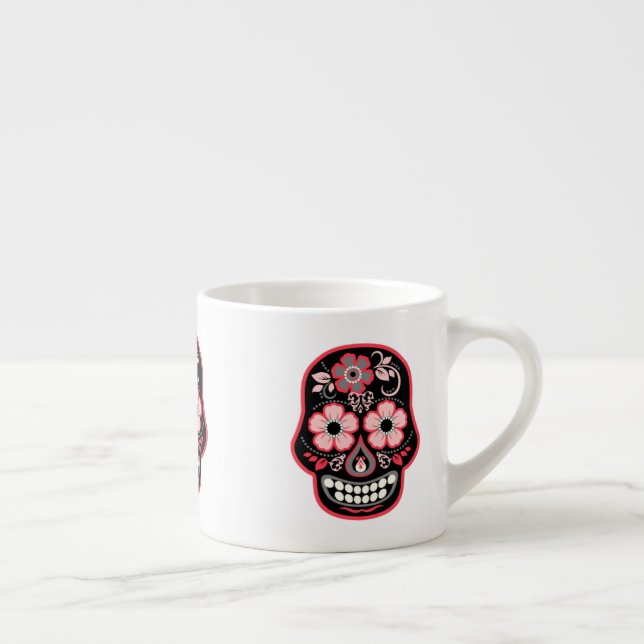 Dia de los Muertos Black Sugar Skull Espresso Cup (Right)