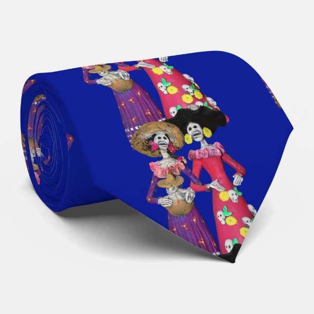 Dia De Los Muertos Calavera Amigas Tie (Rolled)