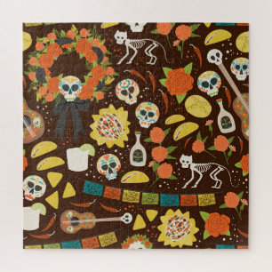 Dia De Los Muertos, cartoon pattern. Jigsaw Puzzle
