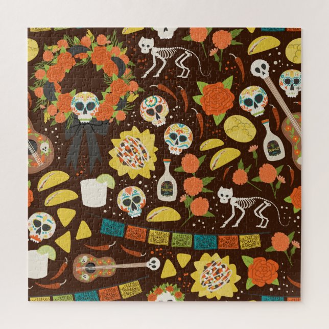 Dia De Los Muertos, cartoon pattern. Jigsaw Puzzle (Vertical)