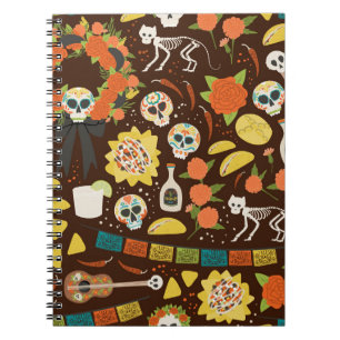 Dia De Los Muertos, cartoon pattern. Notebook