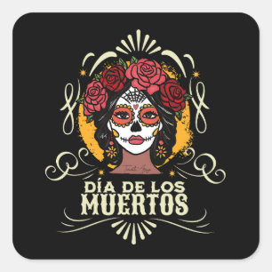 Día de los Muertos Catrina con Rosas Square Sticker