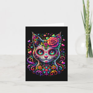 Dia De Los Muertos Cinco De Mayo Cat Sugar Skull Card